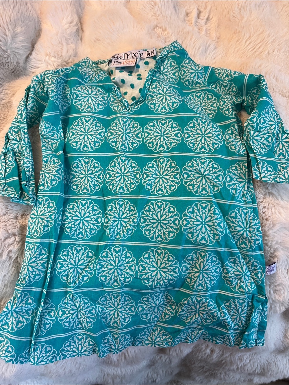 SeaTrixie Teal Patterned Kids Swim Cover-Up